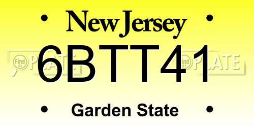 6BTT41 New Jersey License Plate