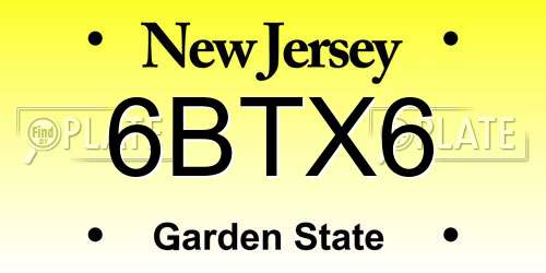 6BTX6 New Jersey License Plate