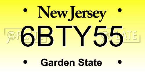 6BTY55 New Jersey License Plate