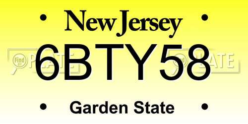 6BTY58 New Jersey License Plate