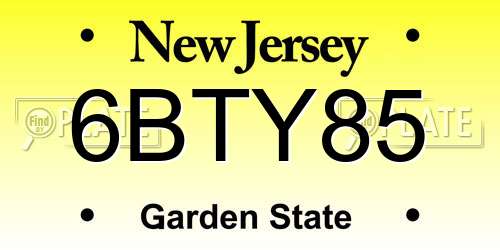 6BTY85 New Jersey License Plate