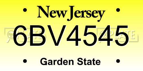 6BV4545 New Jersey License Plate
