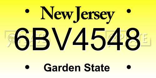 6BV4548 New Jersey License Plate