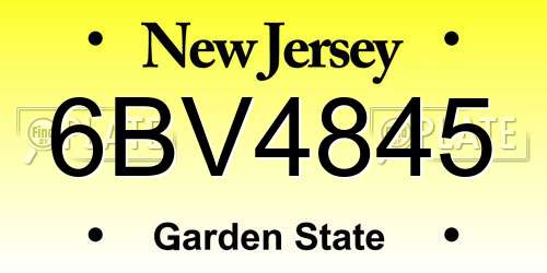 6BV4845 New Jersey License Plate