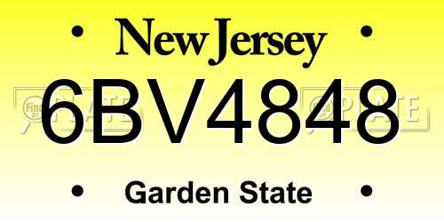 6BV4848 New Jersey License Plate