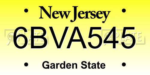 6BVA545 New Jersey License Plate