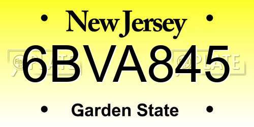 6BVA845 New Jersey License Plate