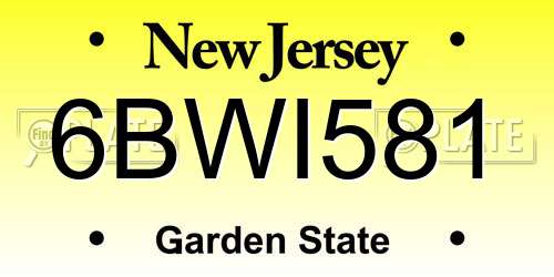 6BWI581 New Jersey License Plate