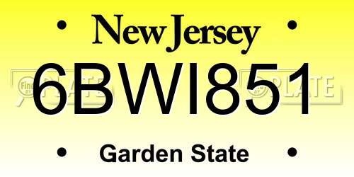 6BWI851 New Jersey License Plate