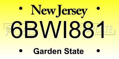 6BWI881 New Jersey License Plate