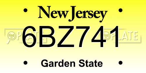 6BZ741 New Jersey License Plate