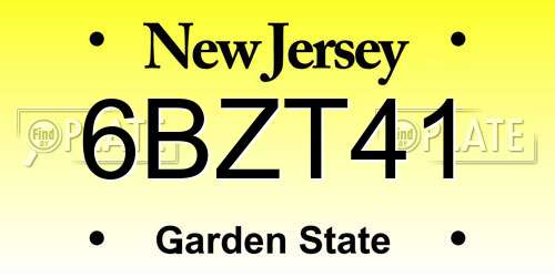 6BZT41 New Jersey License Plate