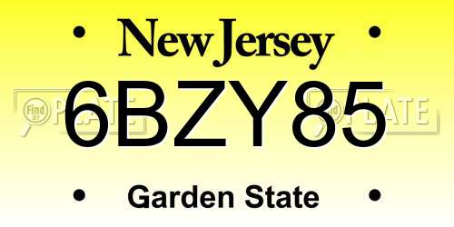 6BZY85 New Jersey License Plate