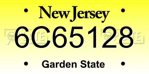 6C65128 New Jersey License Plate