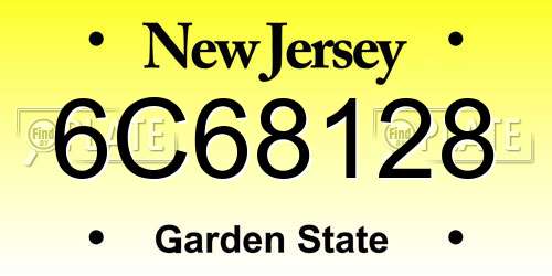 6C68128 New Jersey License Plate