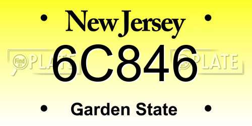 6C846 New Jersey License Plate
