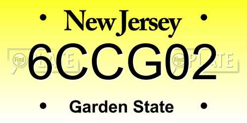 6CCG02 New Jersey License Plate