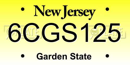 6CGS125 New Jersey License Plate