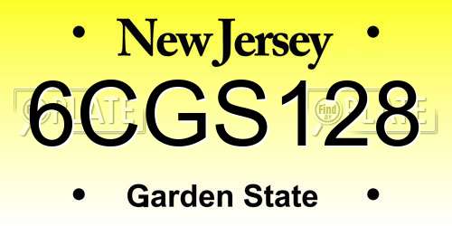 6CGS128 New Jersey License Plate