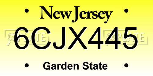 6CJX445 New Jersey License Plate