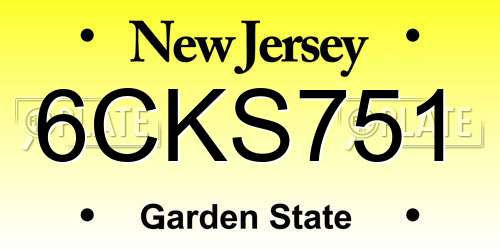 6CKS751 New Jersey License Plate