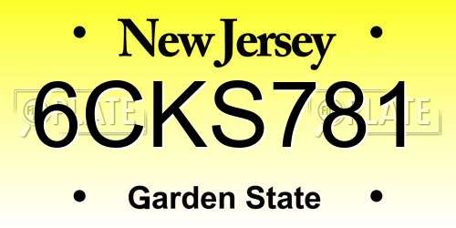 6CKS781 New Jersey License Plate