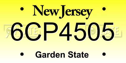 6CP4505 New Jersey License Plate