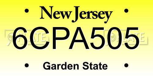6CPA505 New Jersey License Plate