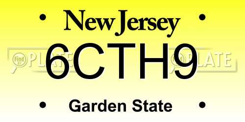 6CTH9 New Jersey License Plate