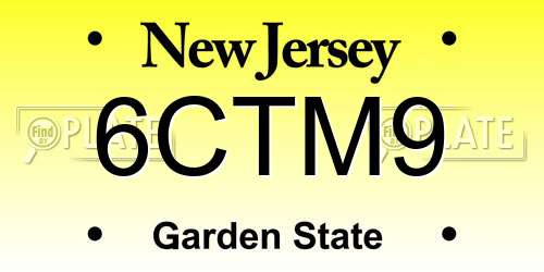 6CTM9 New Jersey License Plate