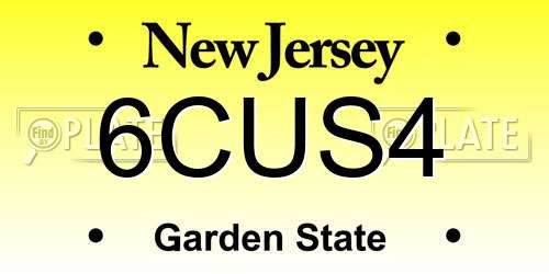 6CUS4 New Jersey License Plate