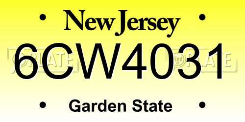 6CW4031 New Jersey License Plate