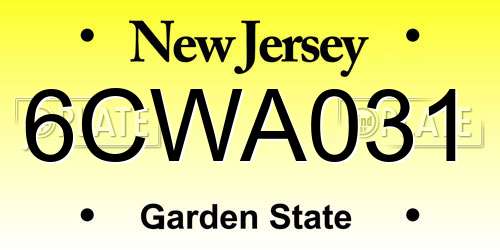 6CWA031 New Jersey License Plate