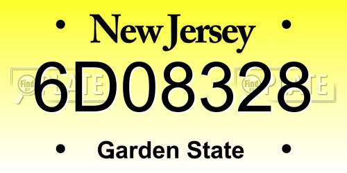6D08328 New Jersey License Plate