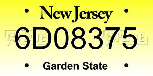6D08375 New Jersey License Plate
