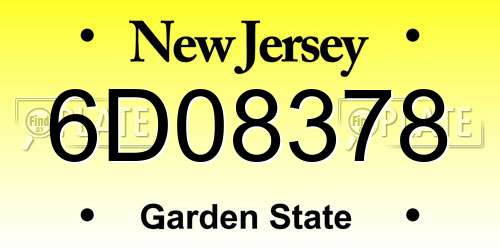 6D08378 New Jersey License Plate