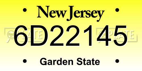6D22145 New Jersey License Plate