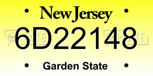 6D22148 New Jersey License Plate