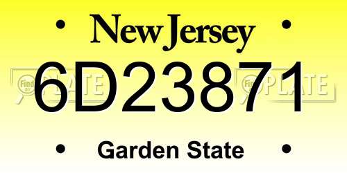 6D23871 New Jersey License Plate