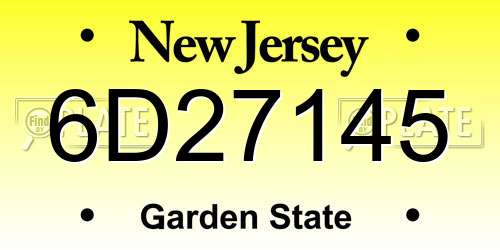 6D27145 New Jersey License Plate