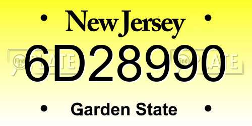 6D28990 New Jersey License Plate