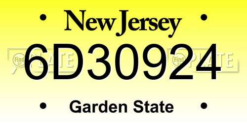 6D30924 New Jersey License Plate