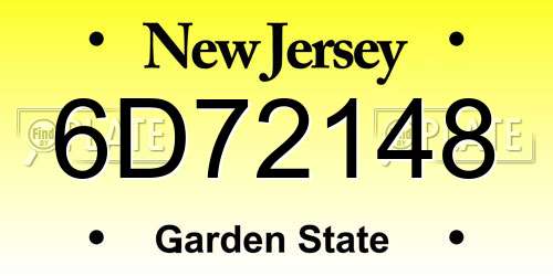 6D72148 New Jersey License Plate