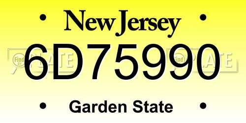 6D75990 New Jersey License Plate