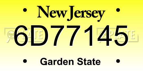 6D77145 New Jersey License Plate