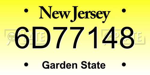 6D77148 New Jersey License Plate