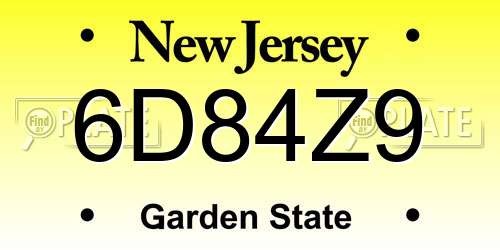 6D84Z9 New Jersey License Plate