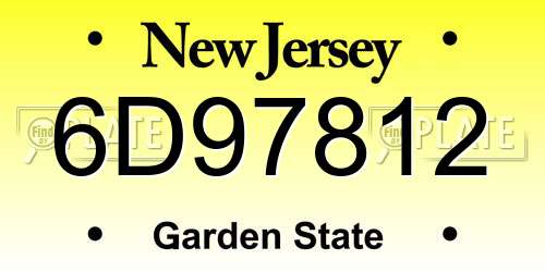 6D97812 New Jersey License Plate