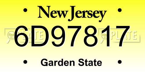6D97817 New Jersey License Plate