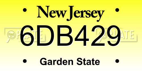 6DB429 New Jersey License Plate